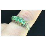 .925 Silver Green Amethyst Ring Sz 7