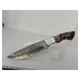 Hunting Knife Pink Marbled Handle Damascus Steel W