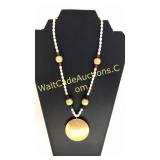 Gold Colored Medallion Beaded Necklace