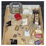 Jewelry Box w Fashion Pendants, Pins, Earrings