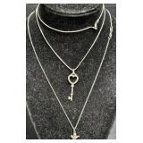 2 Sterling Silver .925 Necklaces - Angel, Key