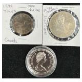 3 Canada Dollar Coins - Loon, Chelouis, Prince
