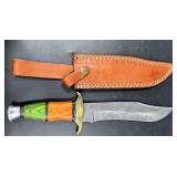 True Blade Damascus Knife w Sheath