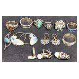 Sterling Silver .925 Rings & Earrings Lot