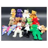 14 TY Beanie Babies w Tags - Bears, Butterfly, Dog