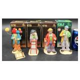 4 Emmet Kelly Jr Clown Figurines in Boxes