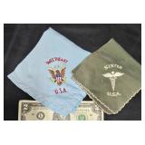 2 WWII Army Military Hankies - Sweetheart, Sister