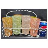 8 Vntg Color Craft Spaghetti String Glasses