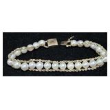 14KT Rope Chain & Pearls Bracelet