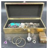 Jewelry Box w Assorted Fashion Jewelry & Belt