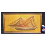 Vintage String Art Sail Wood Body Ship