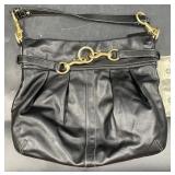 Coach Black Leather Belted Hobo Shoulder Bar