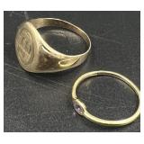 Antique 10K Gold Ring "CB" Monogram & 14K Ring