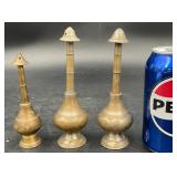 3 Antique Berber Engraved Brass Perfume Sprinklers