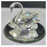 Swarovski Crystal Swan 1.75" Tall w Mirror