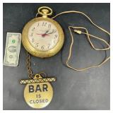 Bar is Closed Bar Pocket Watch Wall Clock Works