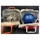 Pair Vntg Bowling Balls w Bags, Original Pamphlets