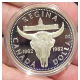 1982 Canadian Anniversary Regina Silver Dollar