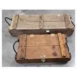 2 Vintage Wooden Military Ammo Boxes