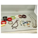 assorted jewelry - earrings, necklace, bangles