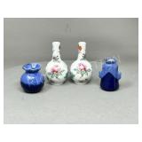 4 miniture porcelain vases - 3 1/2" h