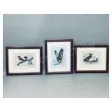 3 small woven miniature wildlife pictures