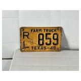 1949 Texas farm truck license plate