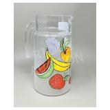 frosted glass pitcher w/ fruit made in France