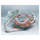 end of day art glass Swan - 12.5" long x 8" tall