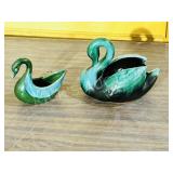 2 B.M.P swan planters - 5" & 7" long