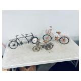 3 metal ornamental bicycles - 13" to 19" long