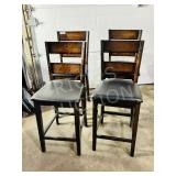 set of 4 wood frame counter stools - 25" tall