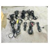 10 various size black extention cords