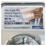 Graded MS70 2021 Silver Eagle Type 1