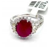 Platinum Burmese Ruby & Diamond Ring