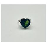 Green Tourmaline Heart 925 Sterling Silver Ring