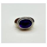 Amethyst 925 Sterling Silver & 18 Karat Gold Ring