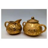 Hand Decorated 22k Weeping Bright Gold Set