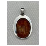 Sterling Silver & Amber Pendant