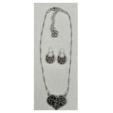 Brighton Silver Heart Necklace & Earrings