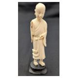 Pre-Ban Vintage Carved Ivory Carving-Man w/Staff