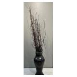 Nice Shika Brown Pottery Vase w/ Twig Arrangement