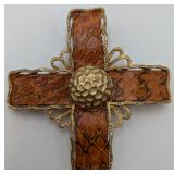 Unusual Large Cross Pin w/Snakeskin Design