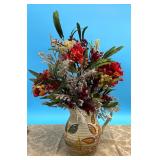 Silk Flower Arrangement in Ceramic Pitcher