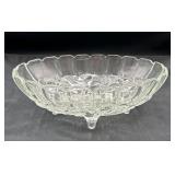 Vintage Footed Oval Glass Fruit Bowl