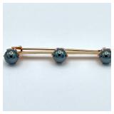 14K Gold Tahitian Pearl Brooch