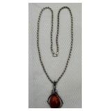 Beautiful Amber & Sterling Silver Necklace