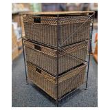 3-Drawer Rattan Basket Storage