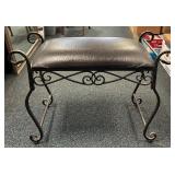 Metal and Faux Leather Vanity Bench