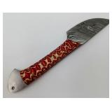 Red & Tan Damascus Steel Hunting Knife